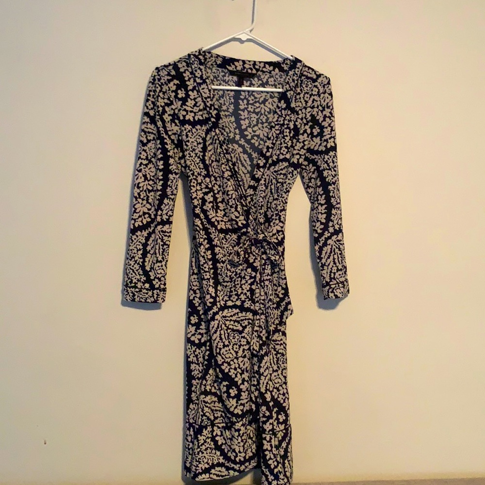 Navy BCBGMazAzria Wrap Dress. So flattering! Size S